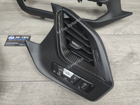 BMW 1-SERIES F40 / 2-SERIES F44 GRAN COUPE - DASH & CENTRE CONSOLE SET - DEEP TEXTURED GLOSSY BLACK CARBON (MTD-TEX)