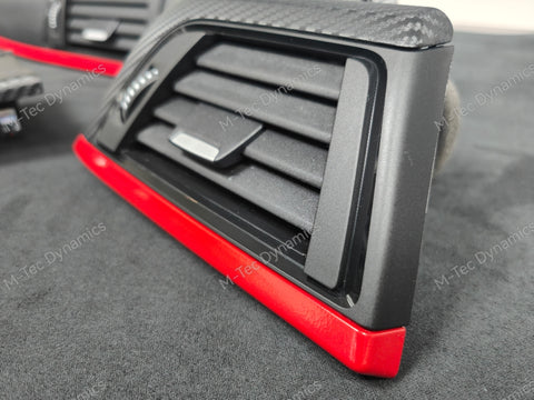 BMW F30 F31 F36 INTERIOR TRIM SET - 3D CARBON / MATT RED ACCENT (CUSTOM)