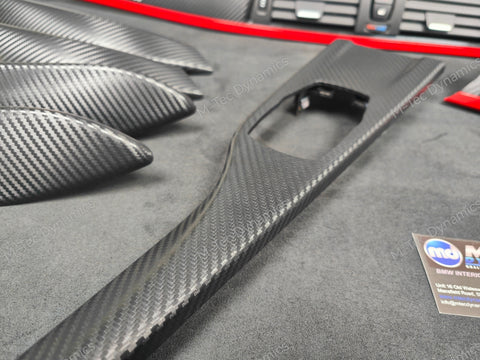 BMW F30 F31 F36 INTERIOR TRIM SET - 3D CARBON / MATT RED ACCENT (CUSTOM)