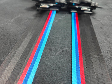 BMW E85 E86 Z4 CUSTOM WIDE STRIPE TRI-COLOUR FRONT SEAT BELT SET