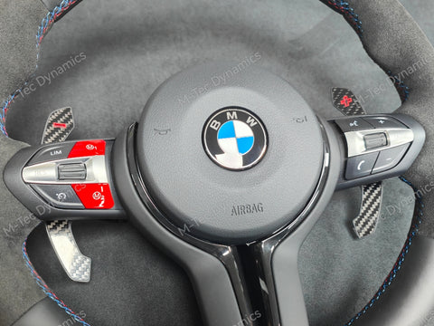 BMW F-SERIES NAPPA LEATHER TRI-STITCH / ALCANTARA / RED RING STEERING WHEEL - BMW 1 2 3 4 5 X SERIES