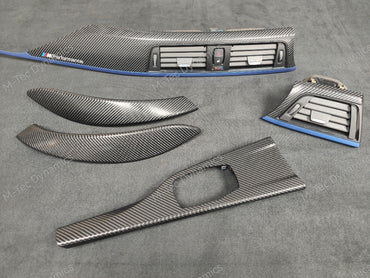 BMW F32 COUPE F82 M4 INTERIOR TRIM SET - 4D CARBON / BLUE ACCENT