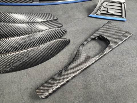 BMW F30 F31 F36 F82 INTERIOR TRIM SET - 4D CARBON / BLUE ACCENT