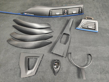 WRAPPING SERVICE - BMW F3X F8X INTERIOR TRIM SET - 3D CARBON / BLUE ACCENT