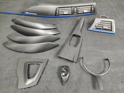 WRAPPING SERVICE - BMW F3X F8X INTERIOR TRIM SET - 3D CARBON / BLUE ACCENT