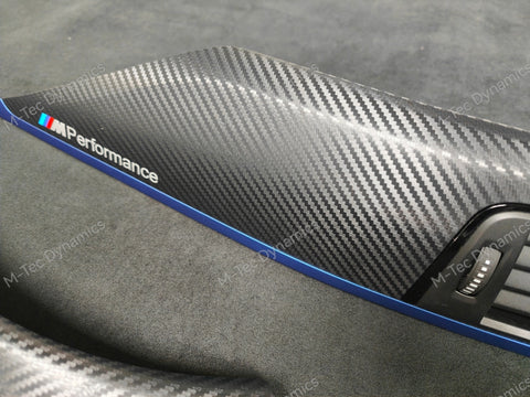 WRAPPING SERVICE - BMW F3X F8X INTERIOR TRIM SET - 3D CARBON / BLUE ACCENT