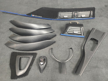 WRAPPING SERVICE - BMW F3X F8X CUSTOM INTERIOR TRIM SET - ALCANTARA / BLUE / 3D CARBON - F30 F31 F32 F33 F36