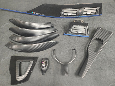 WRAPPING SERVICE - BMW F3X F8X CUSTOM INTERIOR TRIM SET - ALCANTARA / BLUE / 3D CARBON - F30 F31 F32 F33 F36