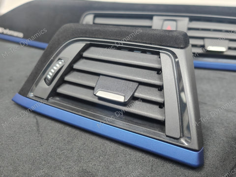 BMW F30 F31 F36 F80 M3 CUSTOM INTERIOR TRIM SET - 3D CARBON / ALCANTARA STYLE  / BLUE ACCENT