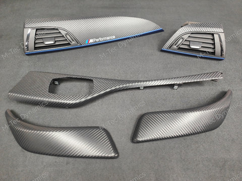 BMW F21 F22 INTERIOR TRIM SET - 3D CARBON / BLUE ACCENT