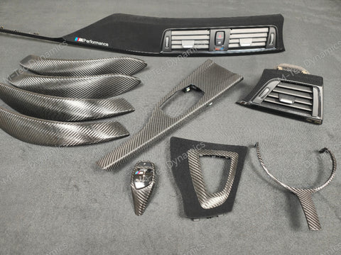 WRAPPING SERVICE - BMW F3X INTERIOR TRIM SET - PERFORMANCE STYLE / DEEP TEXTURED GLOSSY CARBON / BLACK ACCENT - F30 F31 F32 F33 F36