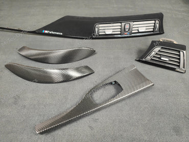 BMW F32 COUPE CUSTOM INTERIOR TRIM SET - TEXTURED CARBON / ALCANTARA STYLE  / BLACK ACCENT