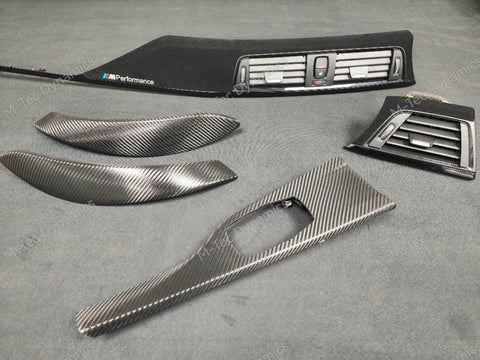 WRAPPING SERVICE - BMW F3X INTERIOR TRIM SET - PERFORMANCE STYLE / DEEP TEXTURED GLOSSY CARBON / BLACK ACCENT - F30 F31 F32 F33 F36