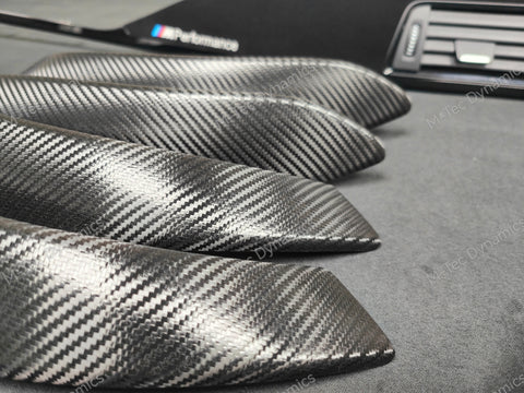 BMW F30 F31 F36 F80 M3 CUSTOM INTERIOR TRIM SET - TEXTURED CARBON / ALCANTARA STYLE  / BLACK ACCENT