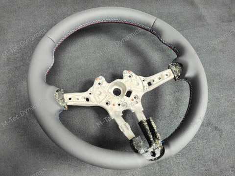 BMW F-SERIES ANTHRACITE NAPPA LEATHER TRI-STITCH STEERING WHEEL - BMW 1 2 3 4 SERIES F20 F22 F30 F32 M2 M3 M4