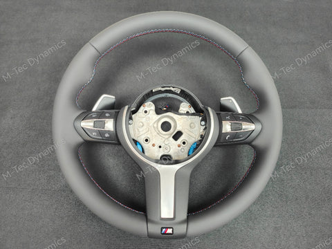 BMW F-SERIES ANTHRACITE NAPPA LEATHER TRI-STITCH STEERING WHEEL - BMW 1 2 3 4 SERIES F20 F22 F30 F32 M2 M3 M4