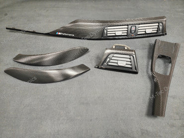 BMW F32 F82 4-SERIES COUPE INTERIOR TRIM SET - DEEP TEXTURED GLOSSY CARBON / GLOSS BLACK ACCENT (MTD-TEX)