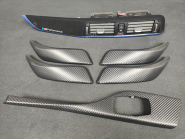 BMW F20 LCI-2 CUSTOM INTERIOR TRIM SET - 3D MATT BLACK CARBON / BLUE ACCENT (Copy)