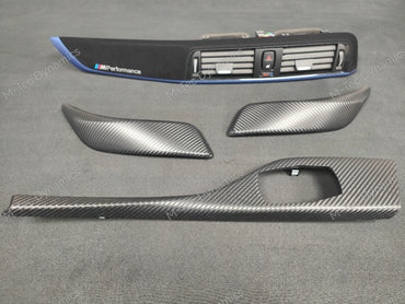 BMW F21 F22 LCI-2 CUSTOM INTERIOR TRIM SET - 3D MATT BLACK CARBON / BLUE ACCENT (Copy)