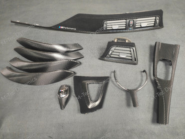 BMW F30/F32/F33/F36/F80/F82 - COMPLETE PERFORMANCE STYLE / DEEP TEXTURED GLOSSY CARBON INTERIOR TRIM SET (MTD-TEX)