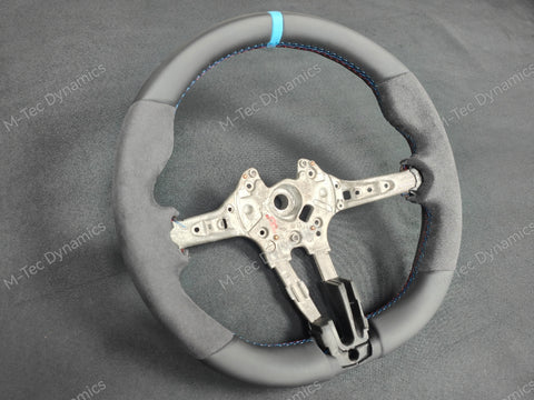 BMW F-SERIES NAPPA LEATHER TRI-STITCH / ALCANTARA / BLUE RING STEERING WHEEL - BMW 1 2 3 4 X SERIES -  F20 F22 F30 F32 M2 M3 M4 X5 X6