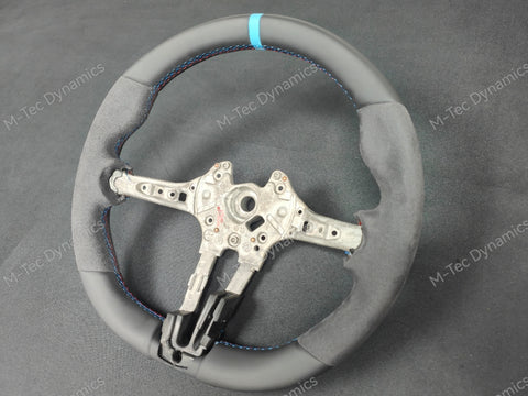 BMW F-SERIES NAPPA LEATHER TRI-STITCH / ALCANTARA / BLUE RING STEERING WHEEL - BMW 1 2 3 4 X SERIES -  F20 F22 F30 F32 M2 M3 M4 X5 X6