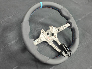 BMW F-SERIES NAPPA LEATHER TRI-STITCH / ALCANTARA / BLUE RING STEERING WHEEL - BMW 1 2 3 4 X SERIES -  F20 F22 F30 F32 M2 M3 M4 X5 X6