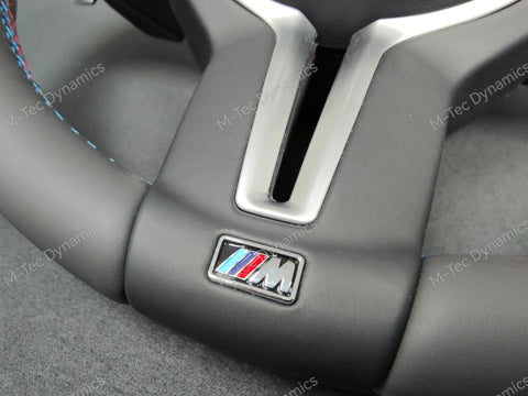 BMW F-SERIES NAPPA LEATHER TRI-STITCH / ALCANTARA / BLUE RING STEERING WHEEL - BMW 1 2 3 4 5 X SERIES