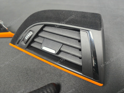 BMW F20 F21 F22 F23 CUSTOM INTERIOR TRIM SET - WRAPPING SERVICE - 3D CARBON / ALCANTARA / ORANGE ACCENT