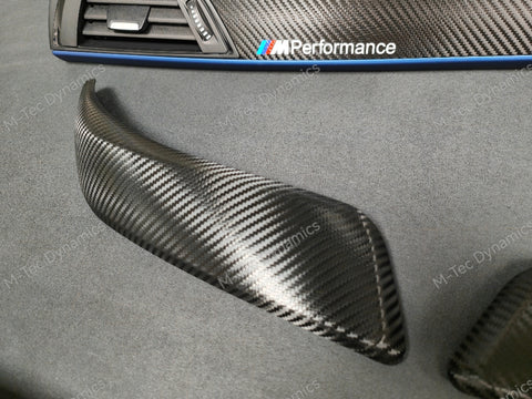 BMW F21 F22 INTERIOR TRIM SET - DEEP TEXTURED GLOSSY CARBON / BLUE ACCENT (#19)