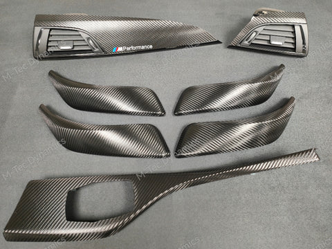 BMW F20 INTERIOR TRIM SET - DEEP TEXTURED GLOSSY CARBON / GLOSS BLACK ACCENT (MTD-TEX)