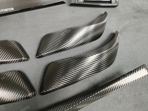 BMW F20 INTERIOR TRIM SET - DEEP TEXTURED GLOSSY CARBON / GLOSS BLACK ACCENT (MTD-TEX)