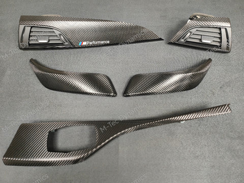 BMW F21 F22 INTERIOR TRIM SET - DEEP TEXTURED GLOSSY CARBON / GLOSS BLACK ACCENT (MTD-TEX)