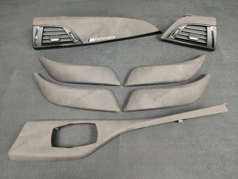 BMW F2X INTERIOR TRIM SET - ALCANTARA LOOK VINYL / GLOSS BLACK ACCENT F20 F21 F22 (#21)