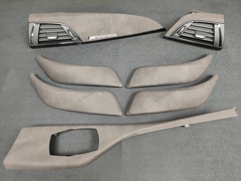 BMW F2X INTERIOR TRIM SET - ALCANTARA LOOK VINYL / GLOSS BLACK ACCENT F20 F21 F22 (#21)