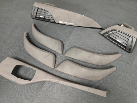 BMW F2X INTERIOR TRIM SET - ALCANTARA LOOK VINYL / GLOSS BLACK ACCENT F20 F21 F22 (#21)