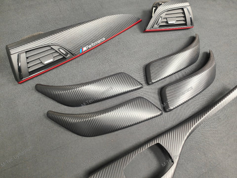 BMW F20 INTERIOR TRIM SET - 3D CARBON / MATT RED ACCENT (#28)