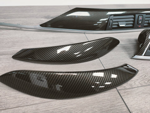 BMW F32 F82 4-SERIES COUPE INTERIOR TRIM SET - HIGH GLOSS CARBON / SILVER ACCENT (MTD-HG)