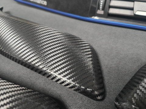 BMW F20 LCI-2 CUSTOM INTERIOR TRIM SET - PREMIUM TEXTURED BLACK CARBON / BLUE ACCENT