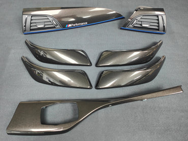 BMW F20 F21 F22 INTERIOR TRIM SET - METALLIC BLACK / BLUE ACCENT (#27)