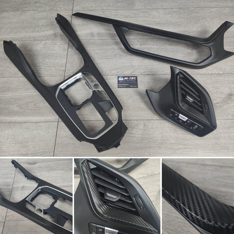 BMW 1-SERIES F40 / 2-SERIES F44 GRAN COUPE - DASH & CENTRE CONSOLE SET - DEEP TEXTURED GLOSSY BLACK CARBON (MTD-TEX)