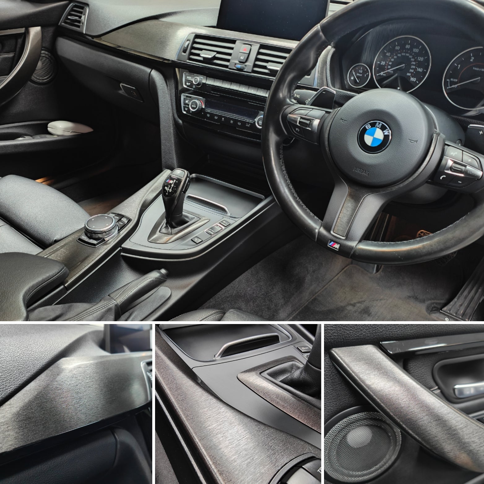 WRAPPING SERVICE - BMW F3X INTERIOR TRIM SET - BLACK BRUSHED ALUMINIUM STEEL - F30 F31 F32 F33 F36