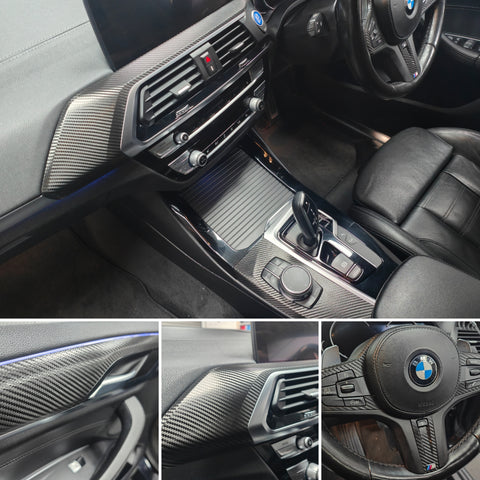 BMW G01 X3 / G02 X4 INTERIOR TRIM SET WRAPPING SERVICE - TEXTURED BLACK CARBON