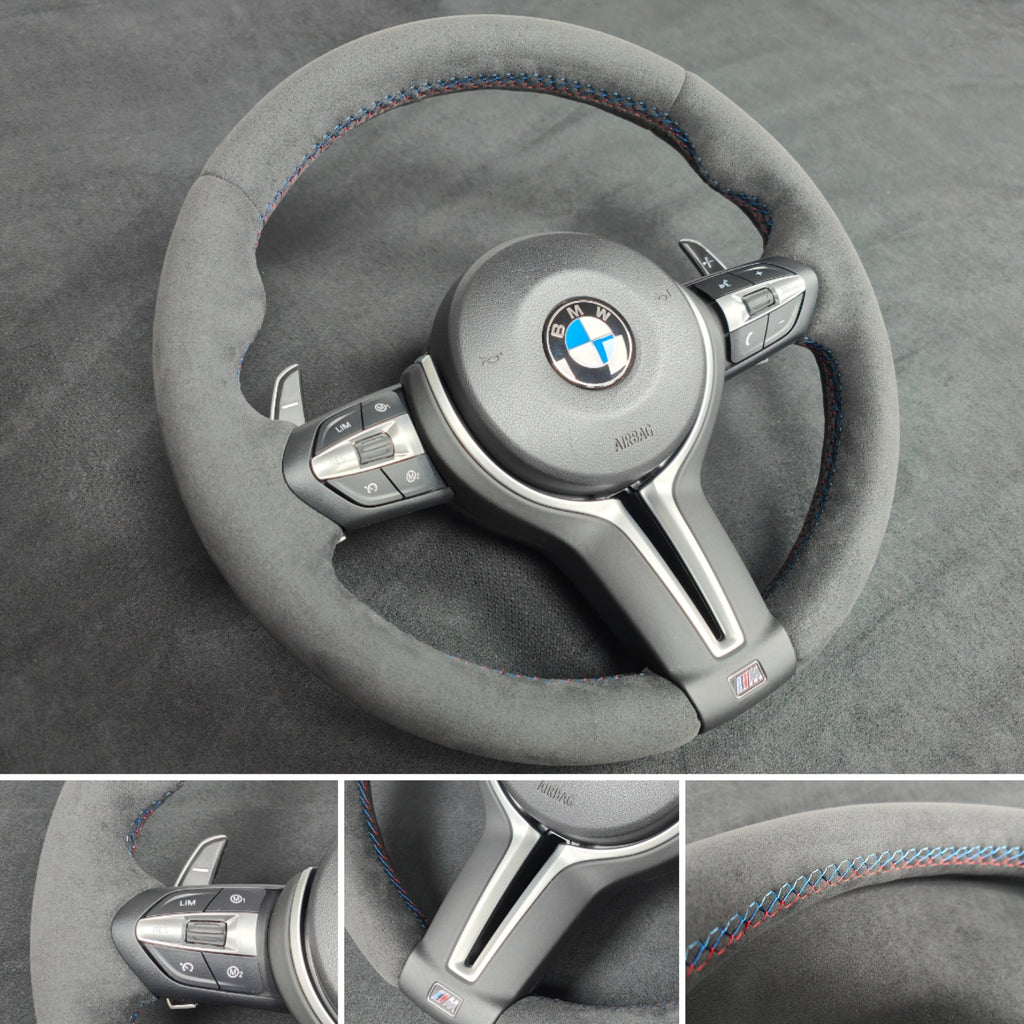 BMW F-SERIES FULL ALCANTARA TRI-STITCH STEERING WHEEL - BMW 1 2 3 4 SERIES F20 F22 F30 F32 M2 M3 M4