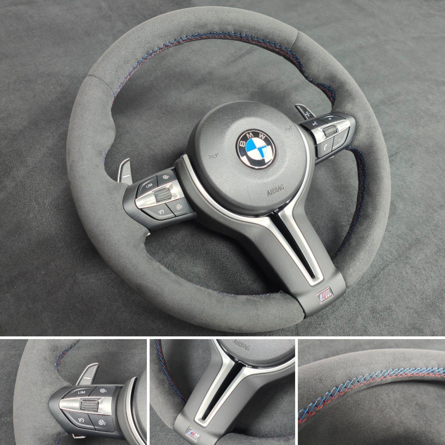 BMW X-SERIES FULL ALCANTARA TRI-STITCH STEERING WHEEL - X3 F25 / X4 F26 / X5 F15 / X6 F16