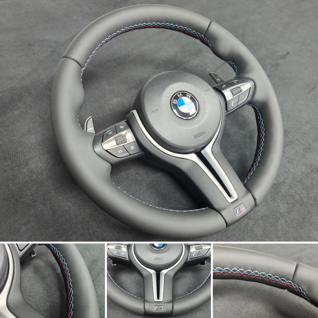 BMW F-SERIES NAPPA LEATHER TRI-STITCH STEERING WHEEL - BMW 1 2 3 4 SERIES F20 F22 F30 F32 M2 M3 M4