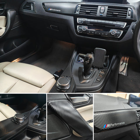 BMW F20 F21 F22 F23 LCI-2 INTERIOR TRIM SET - PREMIUM TEXTURED BLACK CARBON - WRAPPING SERVICE