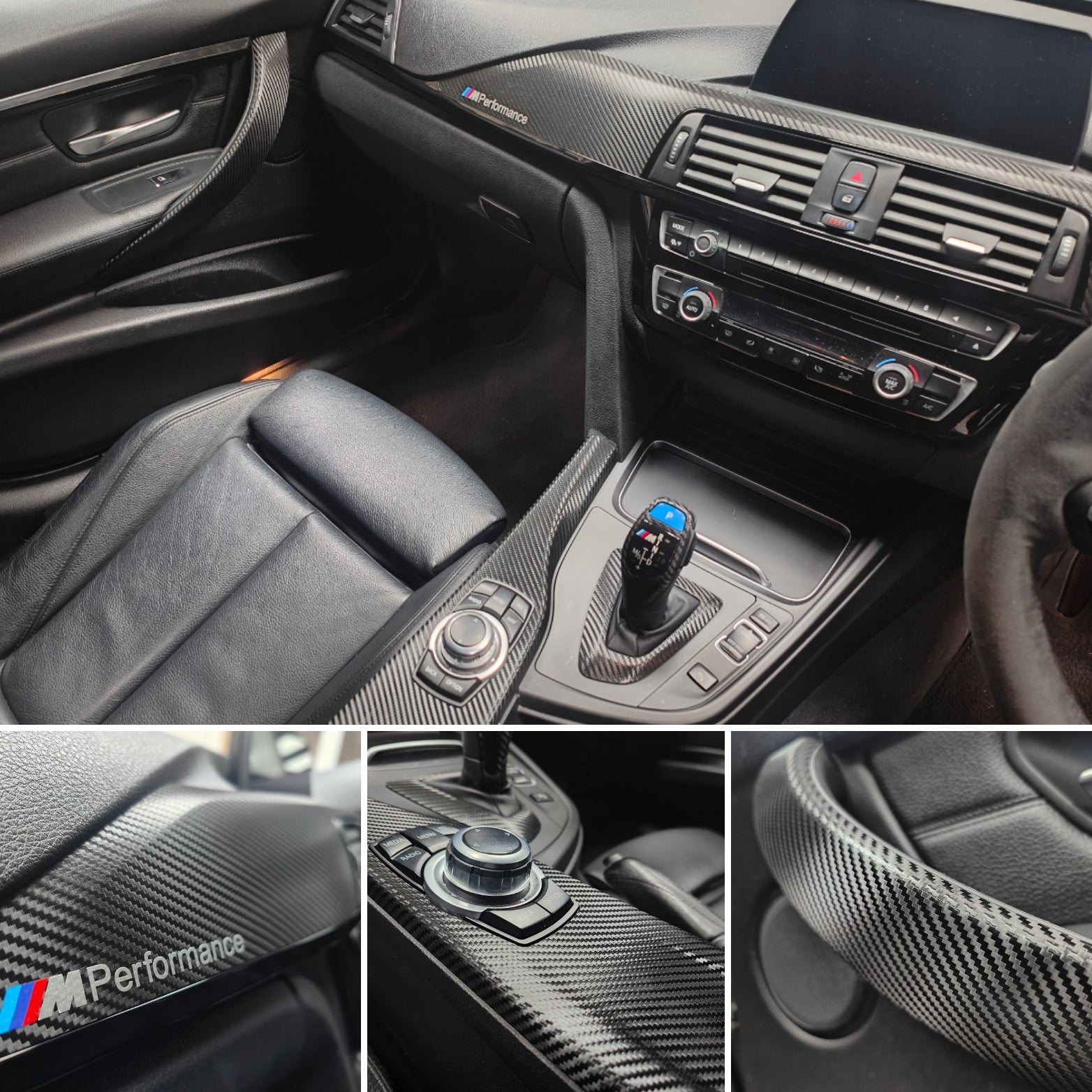 WRAPPING SERVICE - BMW F3X INTERIOR TRIM SET - DEEP TEXTURED GLOSSY CARBON / GLOSS BLACK ACCENT (MTD-TEX) - F30 F31 F32 F33 F36