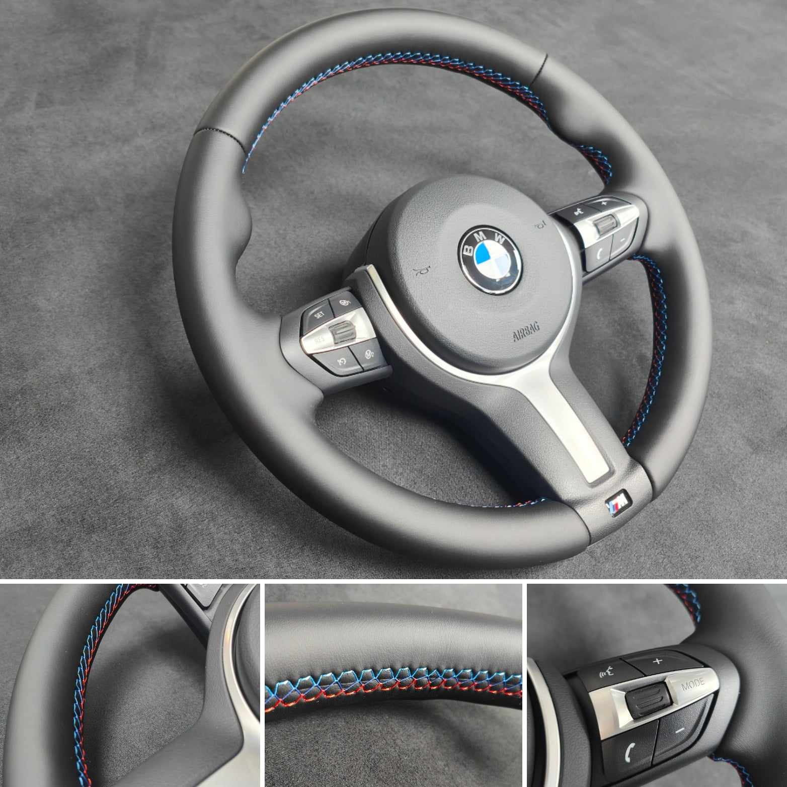 BMW F-SERIES NAPPA LEATHER TRI-STITCH STEERING WHEEL (MANUAL) - BMW 1 2 3 4 SERIES F20 F22 F30 F32 M2 M3 M4