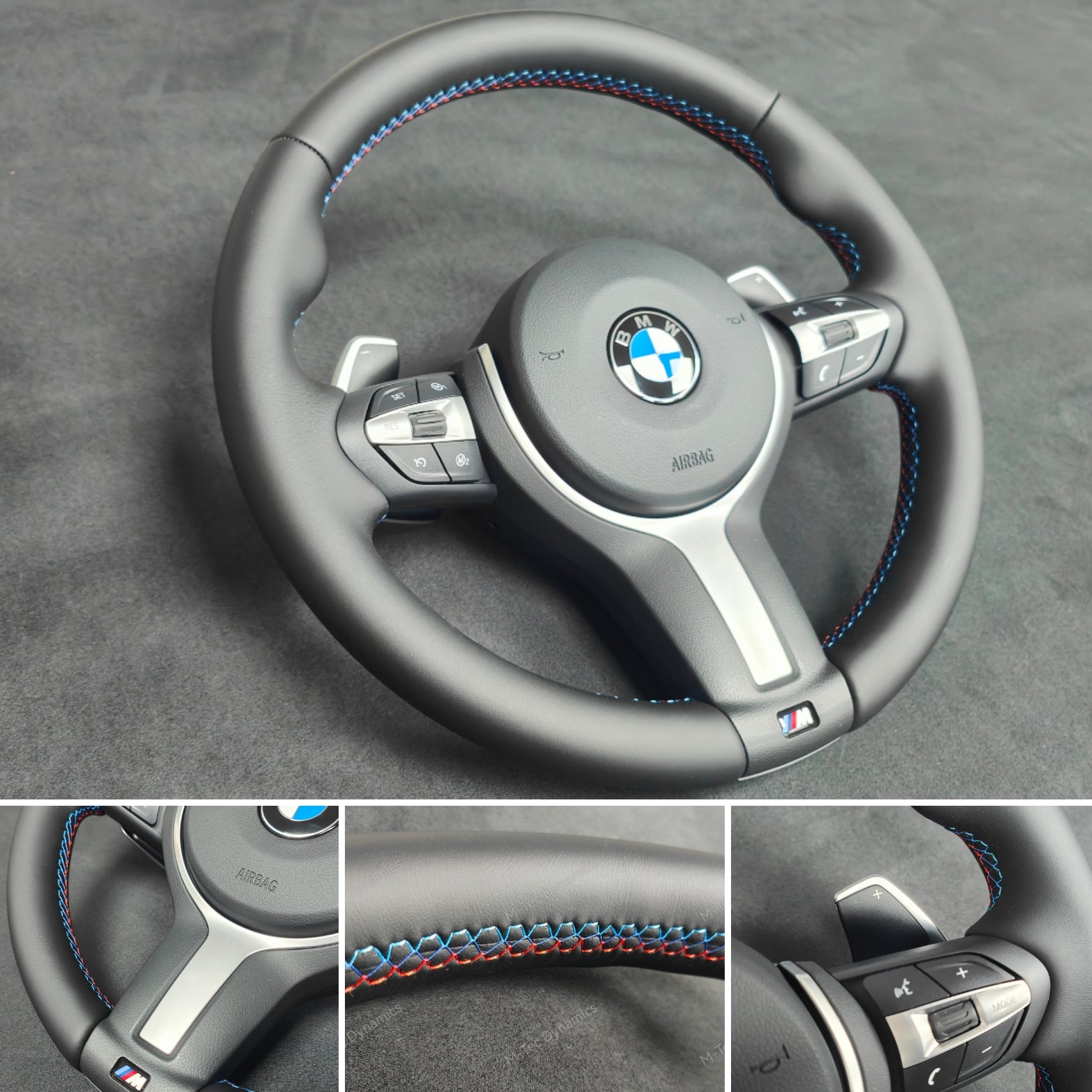 BMW F-SERIES NAPPA LEATHER TRI-STITCH STEERING WHEEL (AUTO) - BMW 5 6 SERIES F10 F11 M5 F06 F12 F13 M6